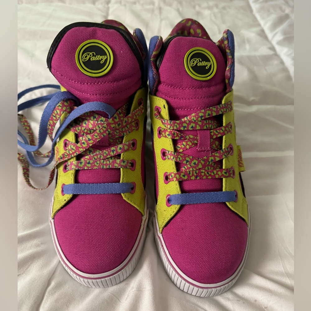 NIB Pink Purple Lime Green Colorful Sneakers by Pastry, Youth Size 7
